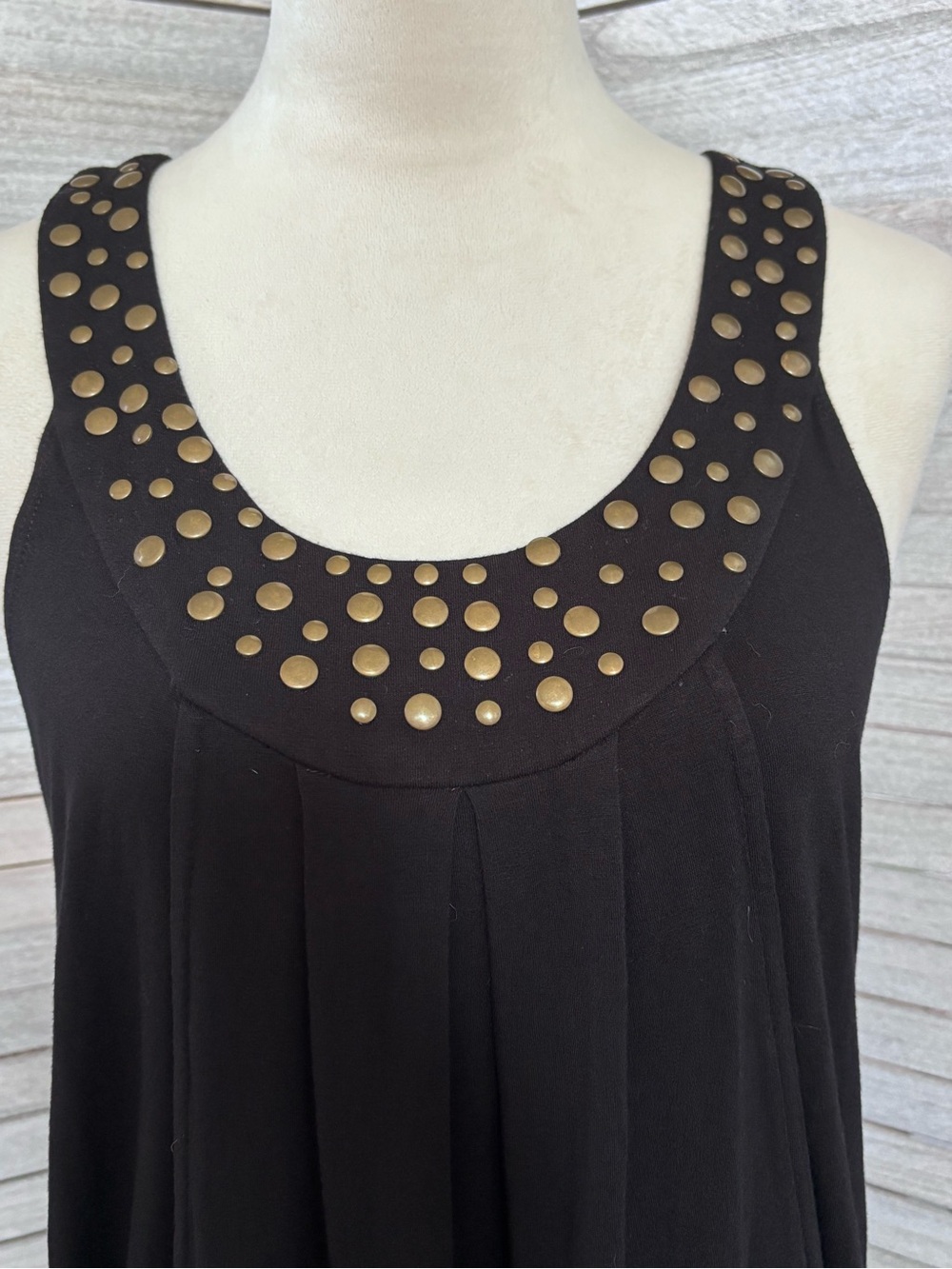 KENNETH COLE REACTION SZ XL Black Studded Soft Pocket Dress Rock N Roll Retro